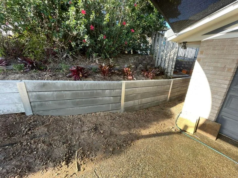After Concrete sleeper retaining wall