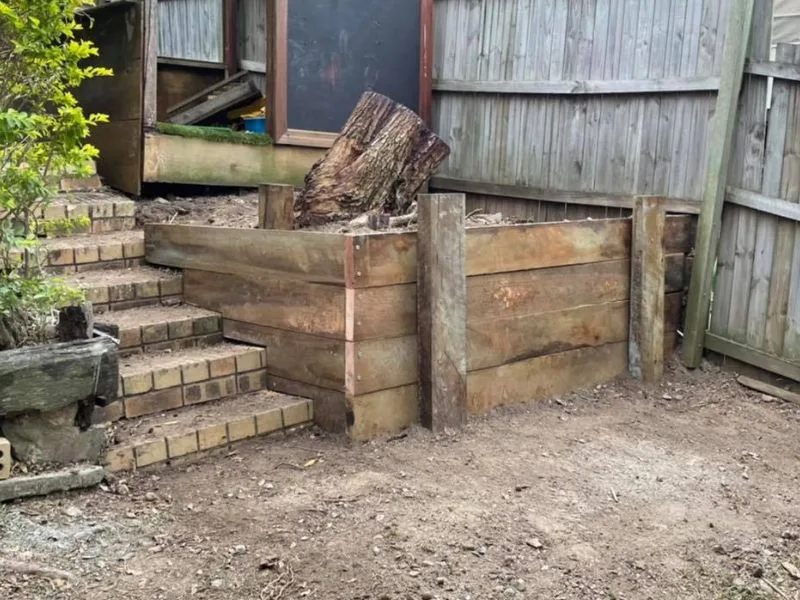 After timber sleeper retaining walls
