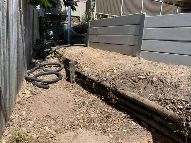 Before new timber sleeper retaining walls