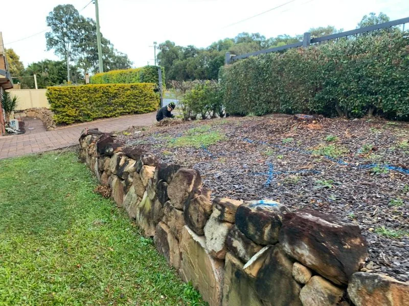 Before concrete sleeper retaining walls