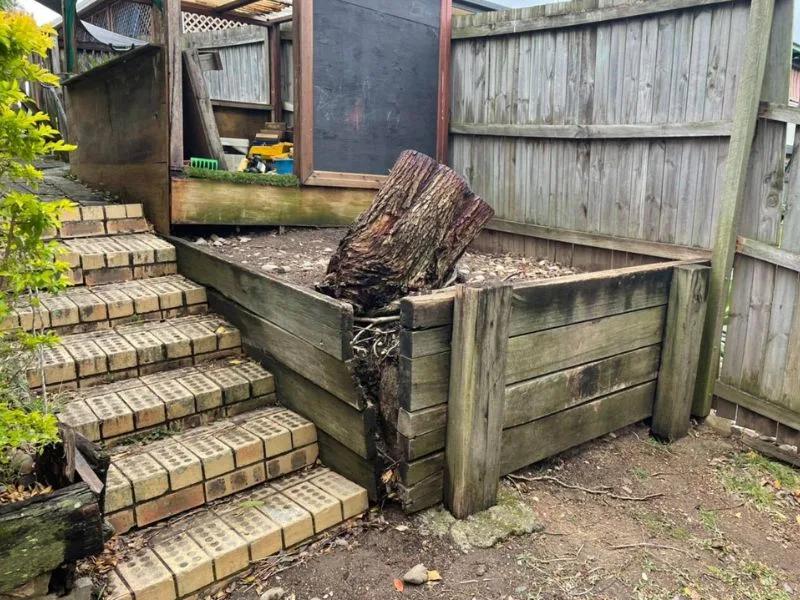 Before timber sleeper retaining walls
