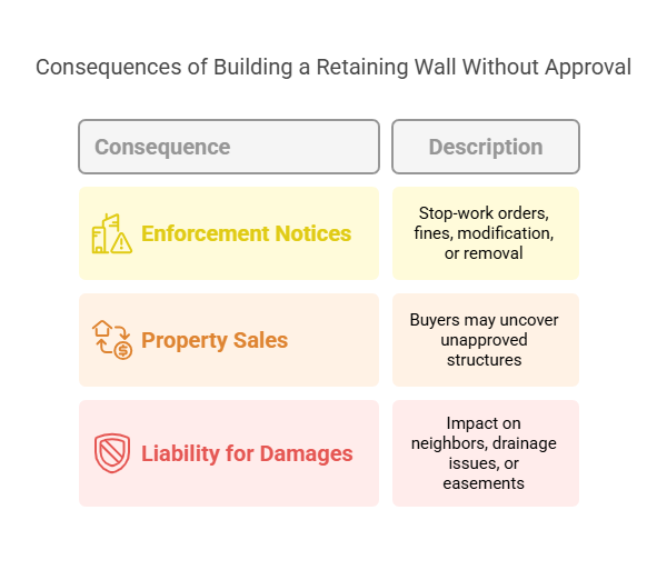 Consequences of building retaining walls without approval