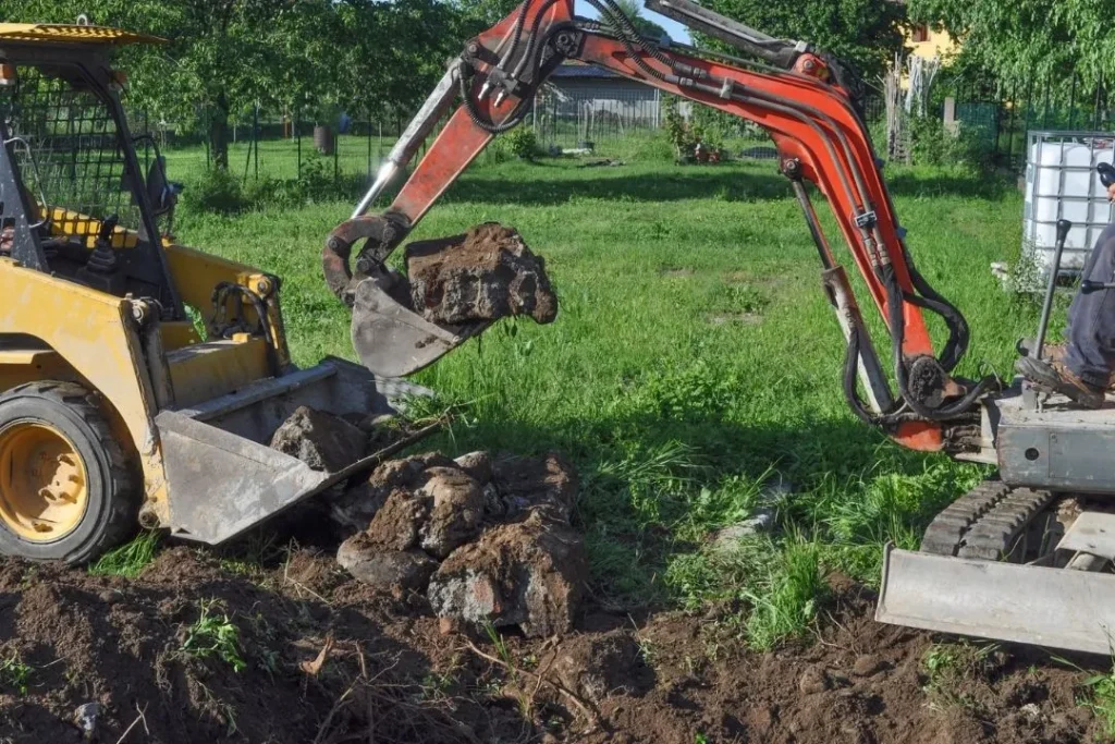 Excavators digging a hole
