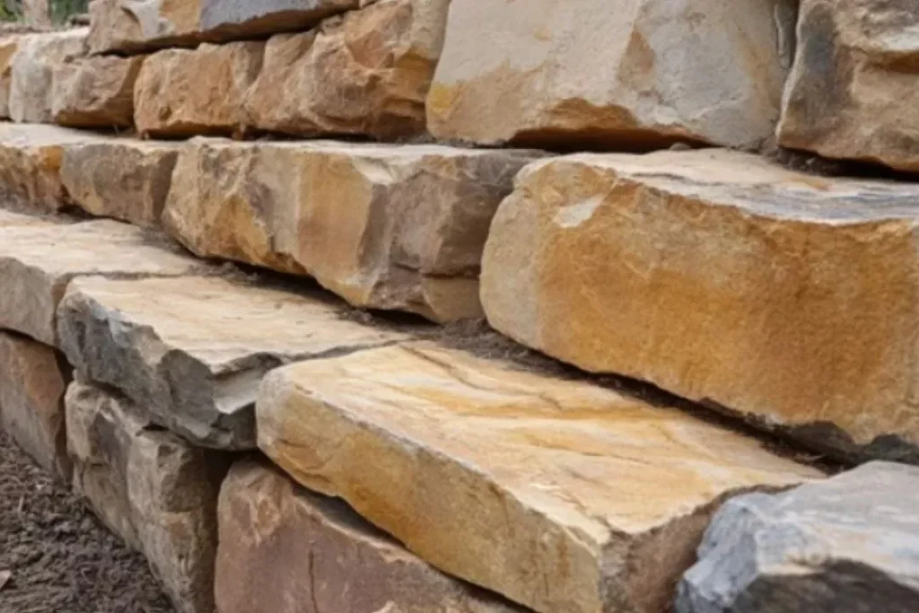 Beauitful sandstone block retaining wall