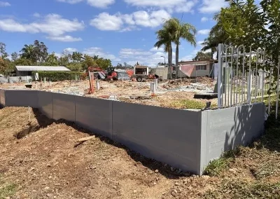composite sleeper retaining wall construction Gold Coast